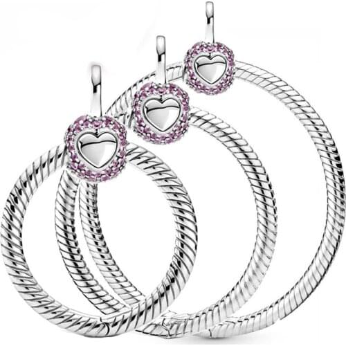 Original Moment Small Pink Pave O With Crystal Necklace Pendant Fit 925 Sterling Silver Charm Europe Bracelet Diy Jewelry