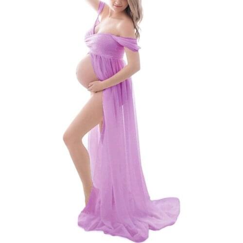 Maternity derss for women pregnant women wrapped chest short sleeve high waist repair height split dress photo studi dresso