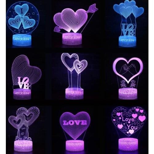 Valentines Day gifts Strange lamp Party Decoration led lights 7 color change 3d lamp Christmas Gift Childrens Toys