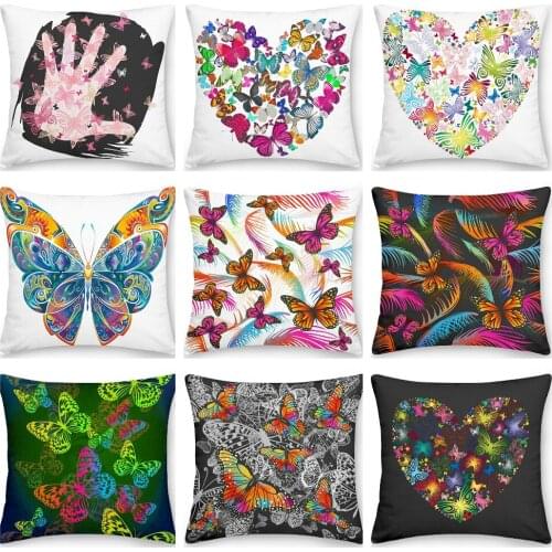 Butterfly Pillowcase Decorative Sofa Cushion Case Bed Pillow Cover Home Decor Car Cushion Cover Polyester Pillow Case 45*45cm