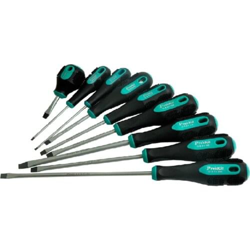 ProsKit Green Black Precision Slotted Screwdriver Double Color Non-Slip Electrician Repair Hand Tools DIY Screwdrivers