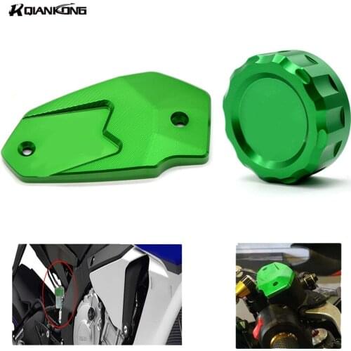 R QIANKONG New Aluminum High quality for Kawasaki Z900 Z650 Motor Front Fluid Reservoir Cap Cover and Cylinder Reservoir Cover