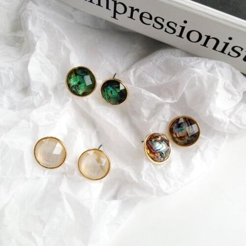 Vintage Statement Crystal Clips on Earring Without Non Piercing Elegant Green Round Stone Clip Earrings No Pierced Ears Hole