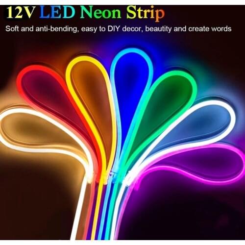Silicone Flexible Neon Light with 12V Decorative Soft Light Strip Outdoor Waterproof LED Advertising Light Strip Home Decoration