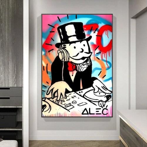 Modern Graffiti Oil Painting DJ Man Canvas Posters and Prints Cuadros Canvas Wall Art Pictures Kids Bedroom Decoration Mural