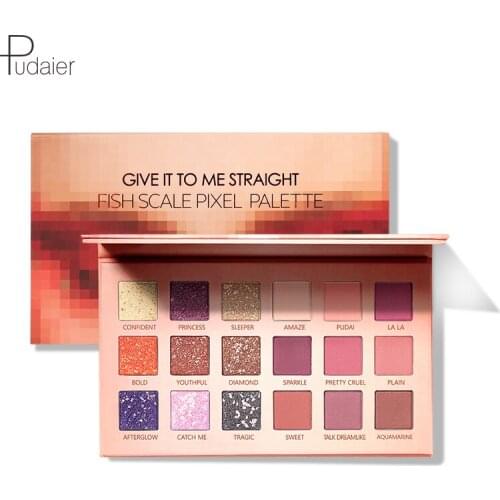 Pudaier 18 Colors Matte Shimmer Pigment Powder Eye Shadow Long Lasting Glitter Eyeshadow Makeup Set Official Product