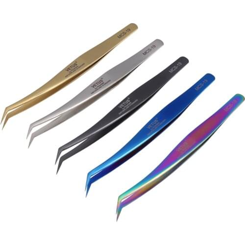 Vetus MCS-19 Curved Tip Precision Tweezers Stainless Steel Electronics Multifunction Industrial Pincet Phone Repair Hand Tools