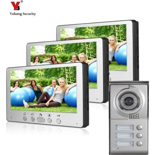 Yobang Security Freeship 7" Color Video Door Phone For Villa Apartment Intercom System Access Camera For 3 House TFT LCD Monitor