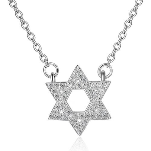 Hollow Out Six Pointed Star Pendant Necklace Elegant Womens Wedding Clavicle Chain Fashion Jewelry Gifts