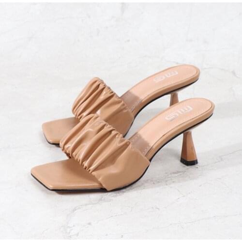 Womens Slippers 2021 New Summer Fashion Stiletto High-heeled Open-toed Outer Shoes