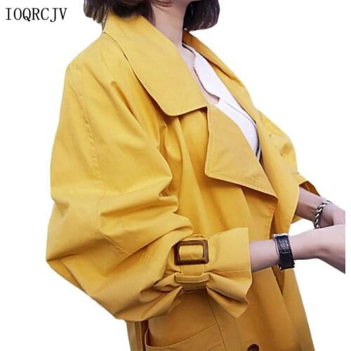 2019 Autumn New Women Trench Coat Long Windbreaker Female Double-Breasted Slim With Belt Coat Loose Long Sleeve Outerwear R103
