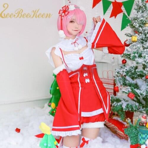 Cosplay Costume For Adult Ram Rem Red Dress For Women Lolita Maid Suit Anime Cosplay Re:Life In A Different World From Zero