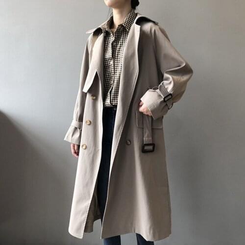 Womens Trench Coat Womens Autumn Coat Trench Coat For Women Casual Womens Windbreaker Loose Solid Womens Long Trench Coat