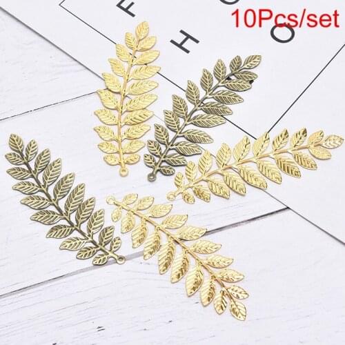 10Pcs/set Vintage Leaf Filigree Wraps Connectors Metal DIY Craft Jewelry Making