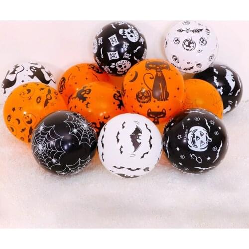 100Pcs Halloween Decor Balloons Ghost Festival Horror Pumpkin Ghost 2.8g Orange Black Latex Balloon for Halloween Party Supplies