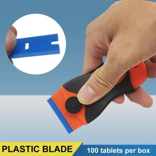 100Pcs Plastic Razor Blade for Scraper Carbon Vinyl Film Wrapping Squeegee Sticker Glue Remover Car Window Cleanerst Tools