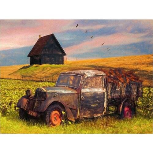 5d diamond painting old car scenery full square diamond mosaic crafts embroidery home decoration
