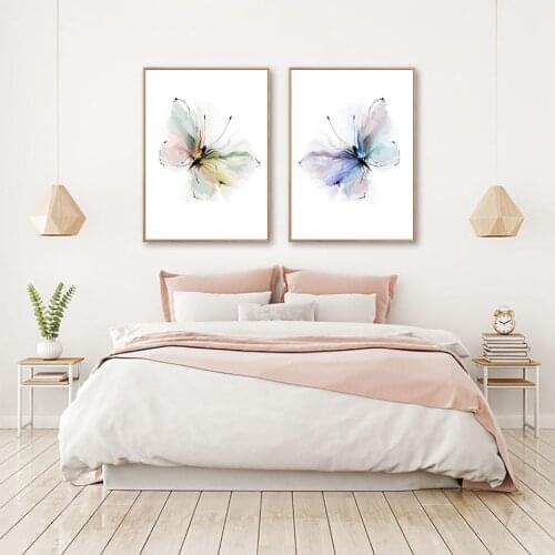 Abstract Lines Butterfly Canvas Painting Nordic Simple Wall Pictures Animals Poster and Prints for Living Room Bedroom Art Decor