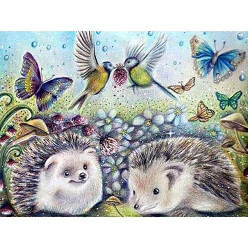 Diy Diamond Painting Fantasy Forest Mini Hedgehog Personality Creative Hedgehog Succulent On The Back Decorative Painting