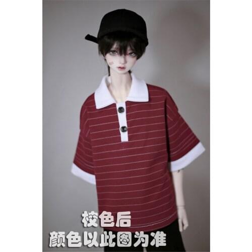 BJD Doll Clothing is suitable for 1/3 1/4 Uncle Size versatile striped fake short-sleeved T-shirt with 2 colors into doll access