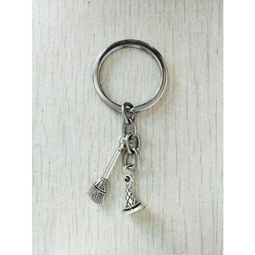 Hot sale, keychain, broom, hat,cute fashion key chain, gift for children mom, Christmas party gift cute keychain
