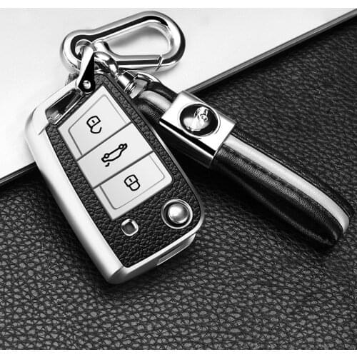 PU+ TPU Car Key Case For VW Volkswagen MK7/GTI 7/Golf 7/Golf R Skoda Octavia A7 SEAT 3 Buttons Folding Remote Fob Cover Keychain