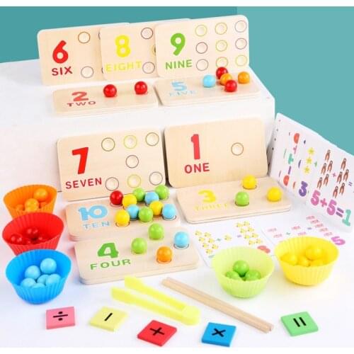 Wooden Clip Beads Math Counting Number Sorting Matching Game Puzzle Toys Kids Toddler Education Learning Toys