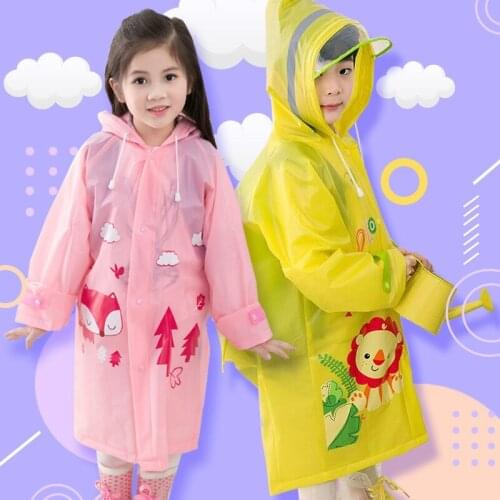 Cute Cartoon Children EVA Rainwear Waterproof Windproof Boy Girl Poncho Baby Kindergarten Pupils Raincoat for Outdoor Tour