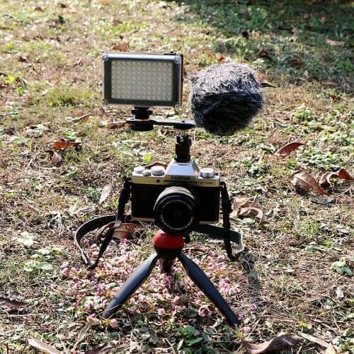 Dual Port Hot Shoe Mount Holder Light Stand with 1/4 Screw For Canon 7DII 70D Tripod DV DSLR Camera LED Flashlight Flash Bracket