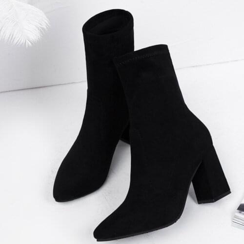 Elegant Women Winter Shoes Solid Unisex Snow Boots Suede Fur Inside Square with Keep Warm Wild Casual Boots