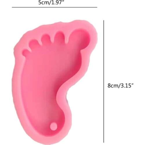 Handmade Baby Footprint Keychain Mold DIY Footmark Keychain Pendant Silicone Resin Casting Molds Jewelry Making Tools