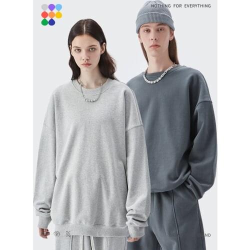 INFLATION Unisex French Terry Sweatshirt Fashion 460g Oversized Crewneck Sweatshirt For Men Women 100% Cotton Pullovers