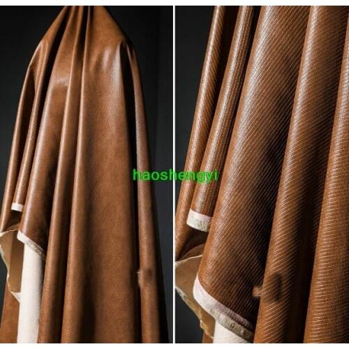 Brown lizard plaid texture leather embossed stripes creative clothing fabric