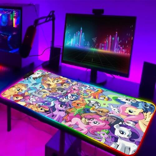 My Little Pony Mouse Pad Gamer Gaming Mouse Mat Rgb Mousepad Company Kawaii Accessories PC Gamer Mouse Backlit Mat Led Desk Mat