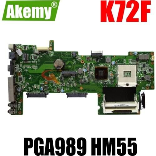 AKEMY K72F Laptop Motherboard For ASUS K72F Original Mainboard PGA989 HM55