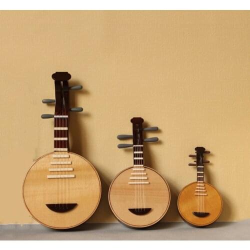 1Pcs Miniature Yueqin Model with Support and Case Mini Moon Guitar Musical Instrument Dollhouse 1/6 Action figure Accessories