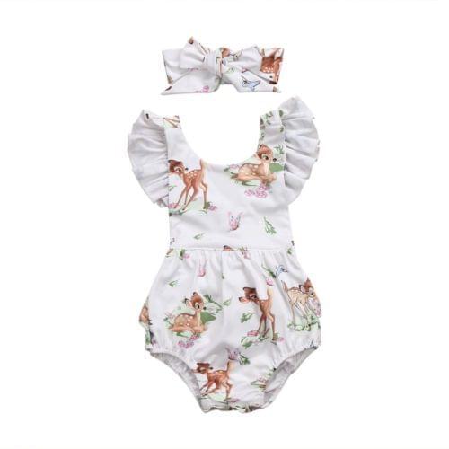Fashion 2018 Newborn Toddler Infant Baby Girls Deer Ruffles Romper Jumpsuit Clothes Outfits