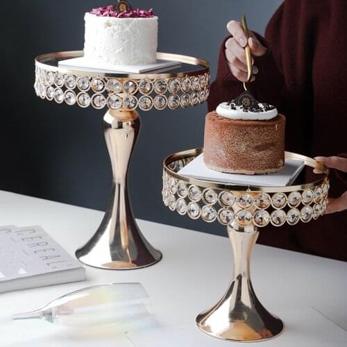 Msjo Crystal Cake Stand wedding wrought iron Golden Silver Cupcake Stand Birthday Party Decoration Dessert Rack Display Stand