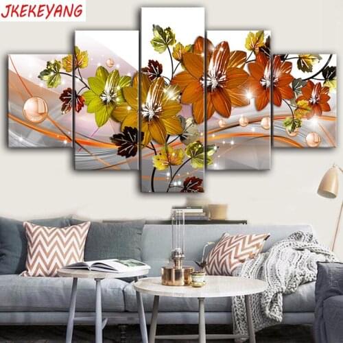 Full Square/Round Drill 5D DIY diamond painting 5pc flower Pictures mosaic Diamond Embroidery Wall Arts J2259