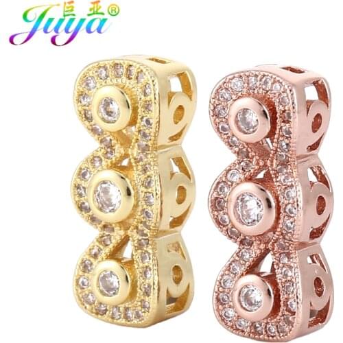 Juya DIY Natural Stones Pearls Jewelry Making Conponents Supplies 3 Holes Decorative Metal Separator Spacer Bars Accessories