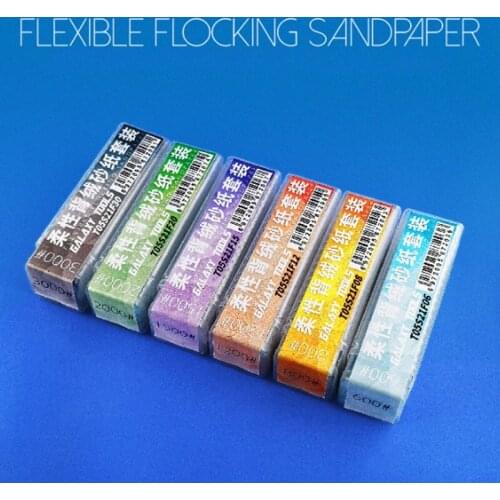 Pre-cut Flexible Flocking Sandpaper for Model Hobby Grinding Polishing 12pcs/set with sanding block 21MM