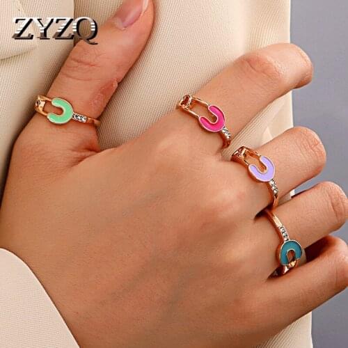 ZYZQ 2021 New Creative Personality Geometric Paperclip Ring For Women Temperament Trend Street Ring Korean Fashion Jewelry
