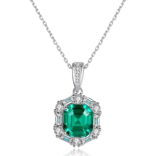 New S925 Sterling Silver Color Treasure Necklace for Ladies Luxury Fashion Color Treasure Silver Emerald Party Party Jewelry