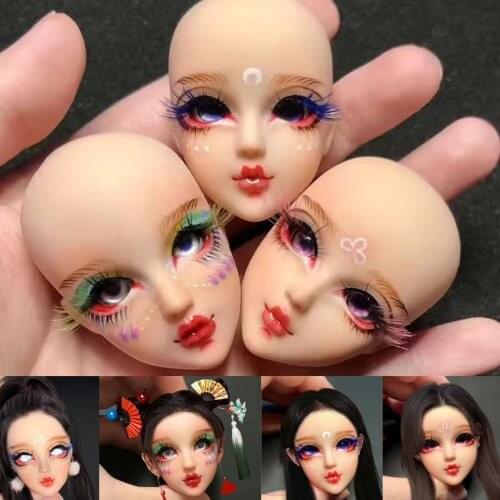 New Arrival 1/6 BJD Doll Head DIY Makeup Doll Baby Finished Head With 3D Open Eyes Doll accessories Special Gifts
