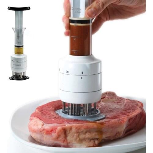 New Stainless Steel Meat Tenderizer Needle BBQ Meat Injector Marinade Flavor Syringe Kitchen Tools