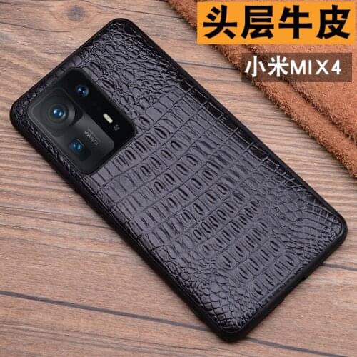 New Genuine Leather Luxury Crocodile Head Phone Case For Xiaomi Mix 4 Cover For Xiaomi Mix4 6.67 Inch Cases