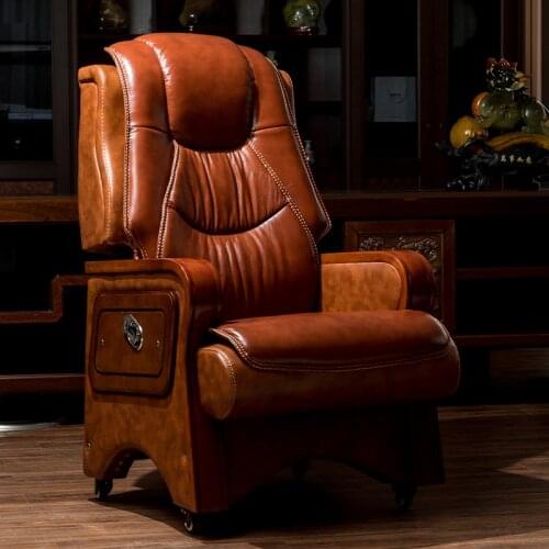Boss Chair Office Chair Leather Massage Chair Cowhide President Chair Study Executive Chair Computer Chair Four-legged Chair