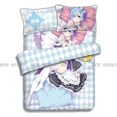 Re: Life in a Different World from Zero Rem Anime Bedding Set 4pcs 3D Printed Bedclothes Queen/King Size Bed Sheet