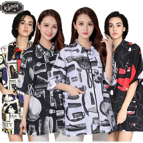 Hairdressing Short sleeve Profession Overalls Barber Clothes Hot Dyed Hair Stylist Pet grooming shop Big Work Costume