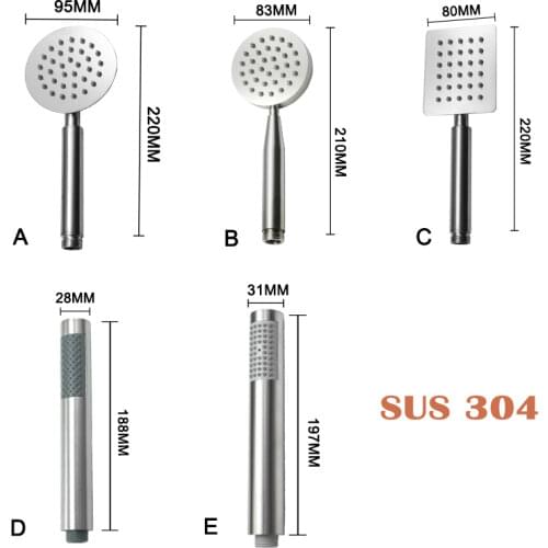 High Pressure Handheld Shower Head with Powerful Shower Spray Round Square Stainless Steel Hand Held Showerhead Brushed Finish